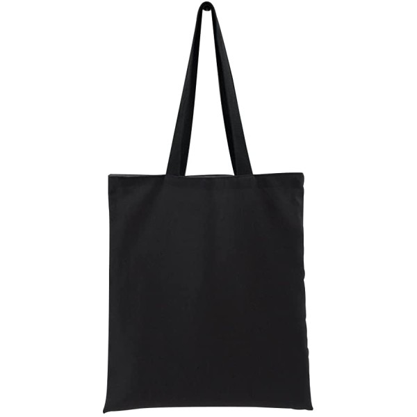 Canvas Tote Bag Pure Black 100% Cotton with Zipper and Inside Pocket Reusable Shoulder Bag for Shopping Travel Work School