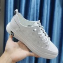 Soft cowhide small white shoes men's summer all-match white sneakers men's leather casual men's shoes summer breathable autumn