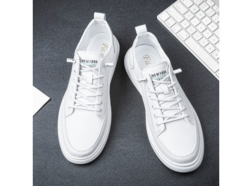 Soft cowhide small white shoes men's summer all-match white sneakers men's leather casual men's shoes summer breathable autumn Soft cowhide small w...