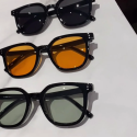 2022 new square simple thick frame sunglasses brown yellow semi-transparent men's and women's tide retro with myopia sunglasses