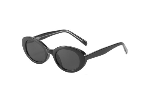American retro black sunglasses women's high-end small face small frame oval European and American sunglasses summer sun protection American retro black...
