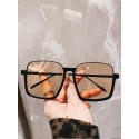 Korean version half-frame transparent brown sunglasses women's light-colored net red personality small red book sunglasses plain glasses men's