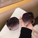 2022 new rimless trimmed round sunglasses trendy temperament sunglasses women's big face slimming glasses UV protection
